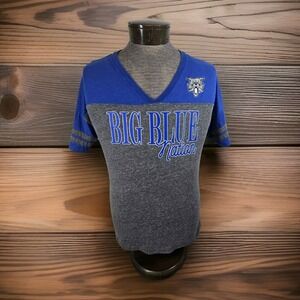 UK‎ Wildcats Big Blue Nation V Neck T Shirt Womens XL Blue Gray Captivating